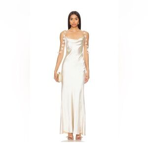 Self-portrait Flower Maxi Dress Champagne